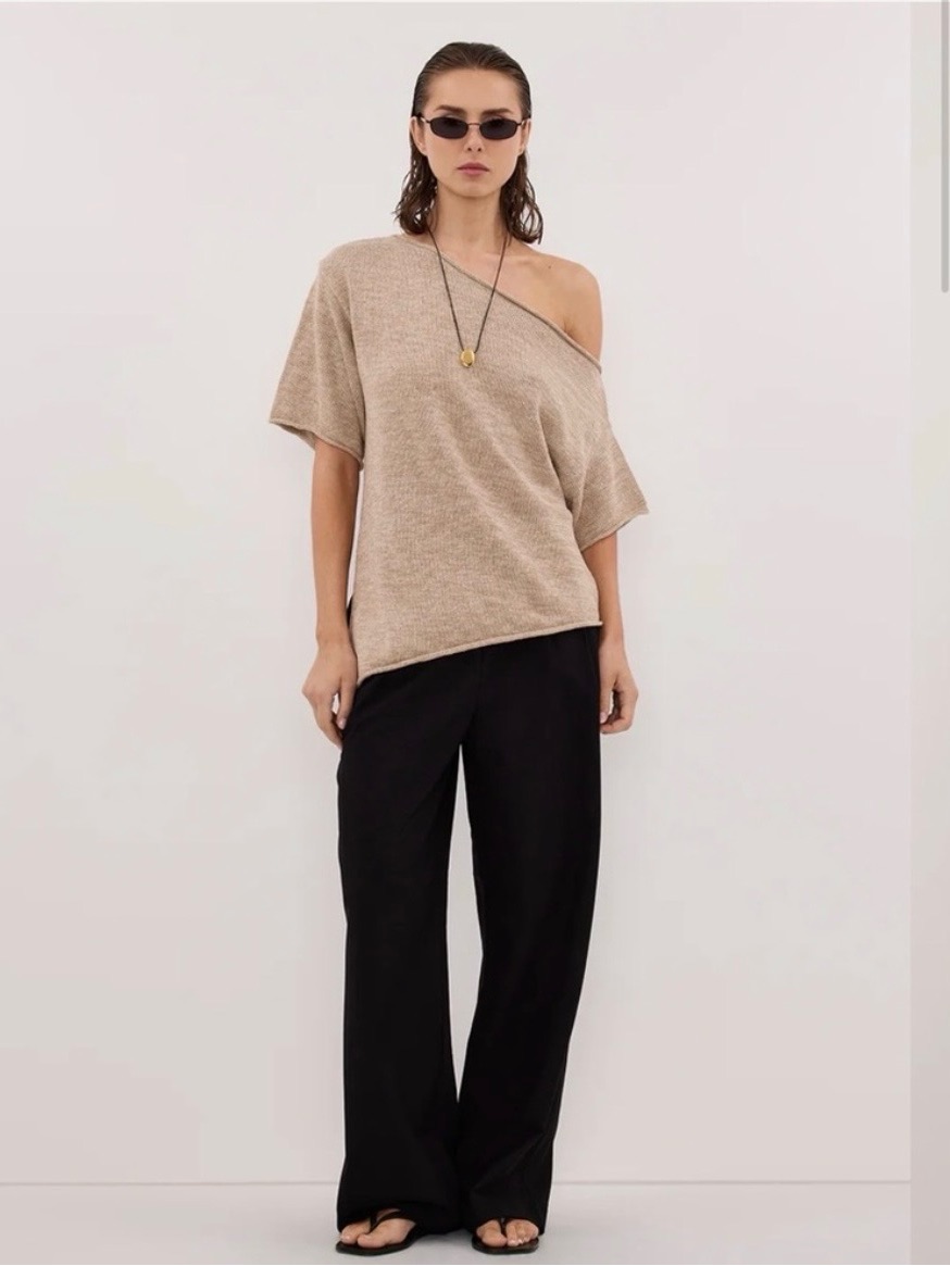 Dissh Rick Asym Natural Knit Sweater Top